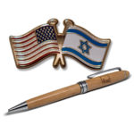 Olivewood Pen and Israeli Flag Lapel Pin