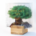 “Here Am I” 3D glass and wood display